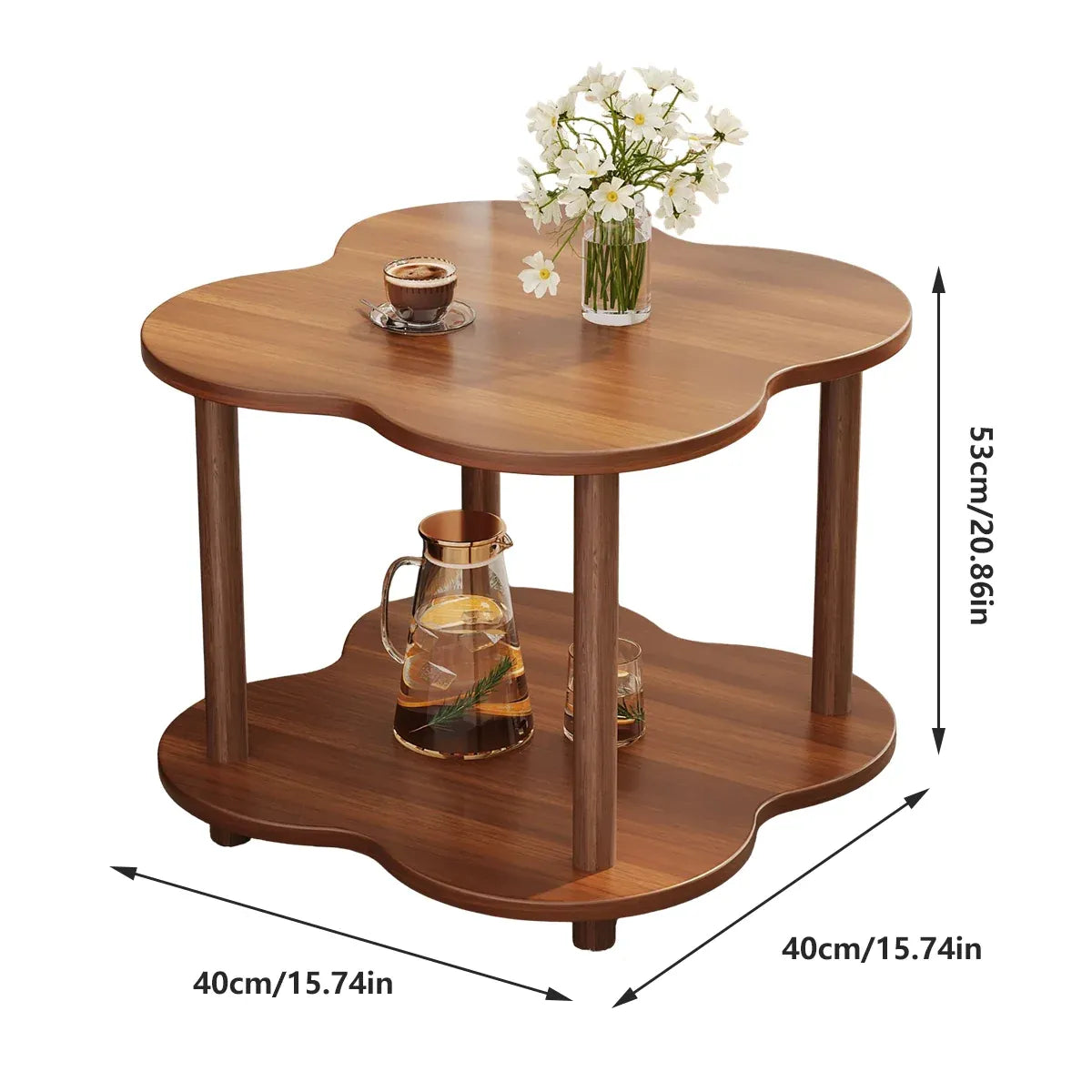 Retro Small Table Living Room Decor Compact Side Table for Coffee Books
