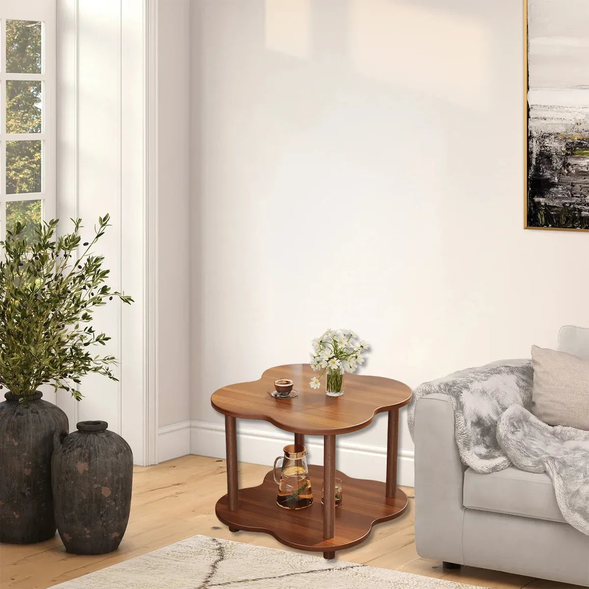Retro Small Table Living Room Decor Compact Side Table for Coffee Books