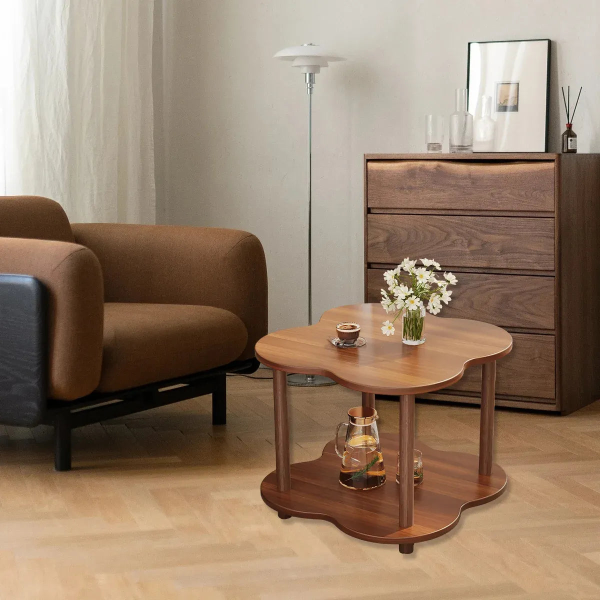 Retro Small Table Living Room Decor Compact Side Table for Coffee Books