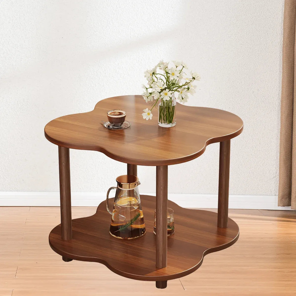 Retro Small Table Living Room Decor Compact Side Table for Coffee Books