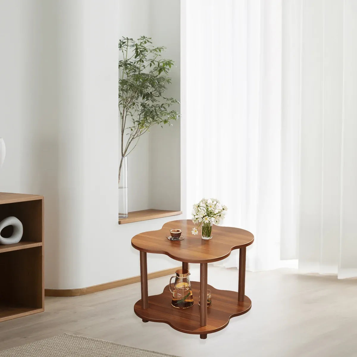 Retro Small Table Living Room Decor Compact Side Table for Coffee Books