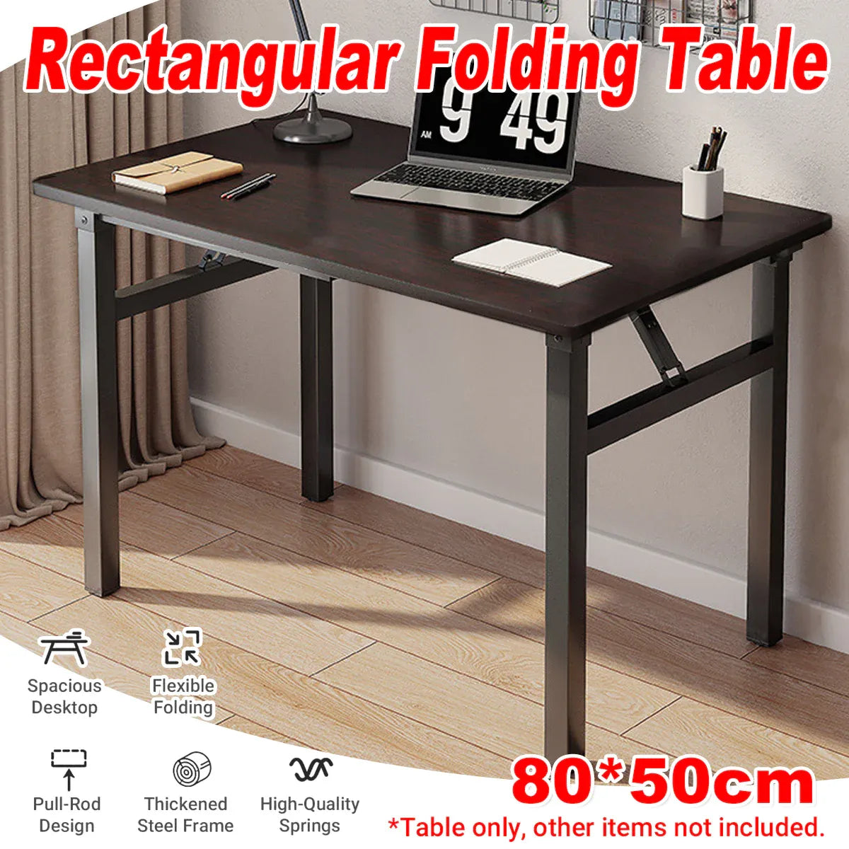 Rectangular Folding Table Sturdy Durable for Home Office Use Space Saving Desk