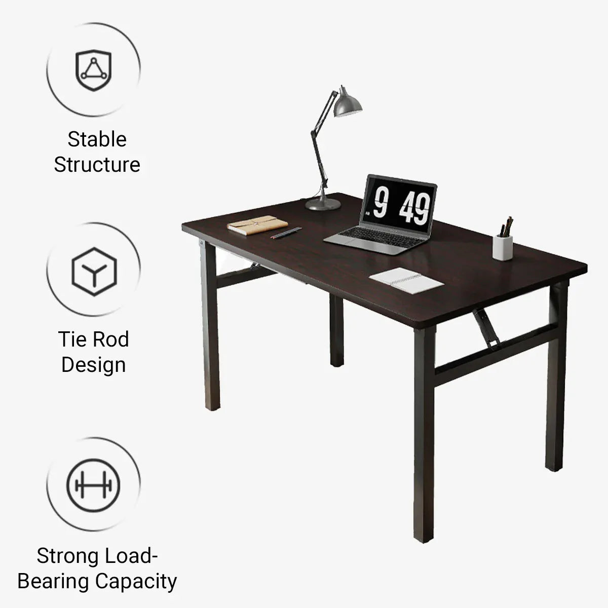 Rectangular Folding Table Sturdy Durable for Home Office Use Space Saving Desk