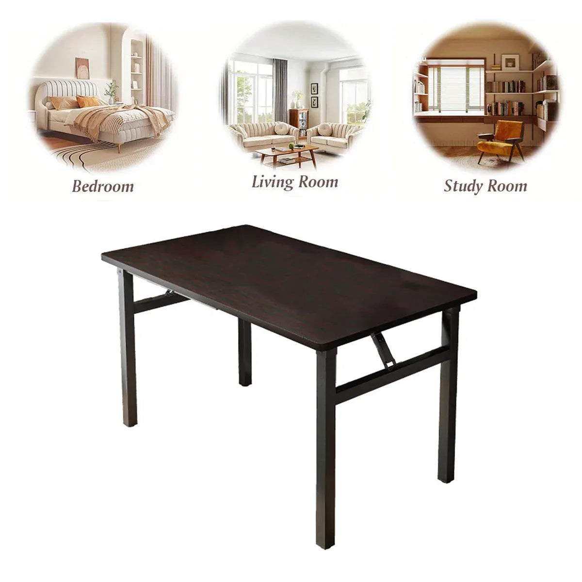 Rectangular Folding Table Sturdy Durable for Home Office Use Space Saving Desk