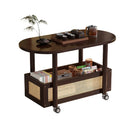 Movable Coffee Table with Wheels Side Table Storage Shelf Living Room