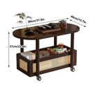 Movable Coffee Table with Wheels Side Table Storage Shelf Living Room