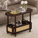 Movable Coffee Table with Wheels Side Table Storage Shelf Living Room