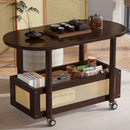Movable Coffee Table with Wheels Side Table Storage Shelf Living Room