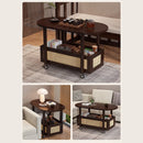 Movable Coffee Table with Wheels Side Table Storage Shelf Living Room
