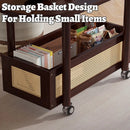 Movable Coffee Table with Wheels Side Table Storage Shelf Living Room