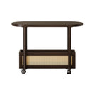 Movable Coffee Table with Wheels Side Table Storage Shelf Living Room