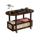Movable Coffee Table with Wheels Side Table Storage Shelf Living Room