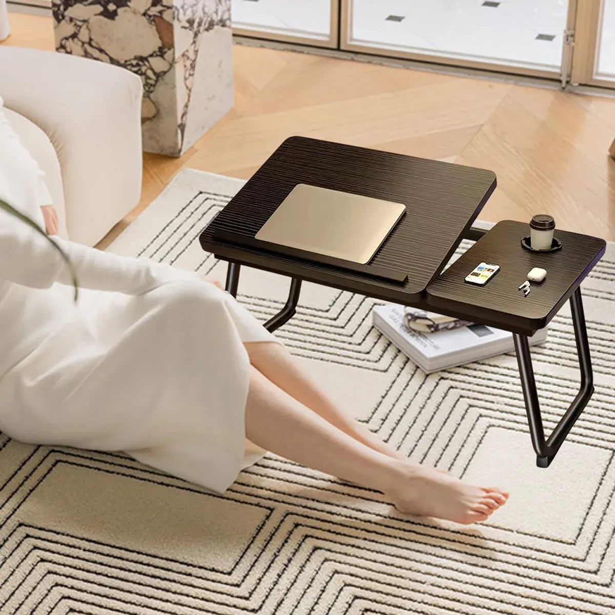 Bedside Table with Adjustable Height Folding Desktop Sturdy Space Saving Durable