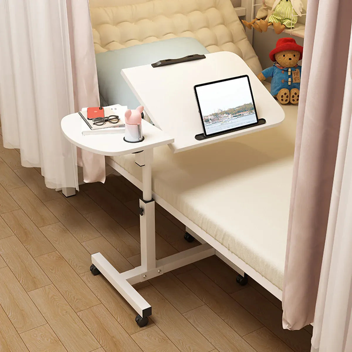 Portable Adjustable Height Laptop Desk Stand Mobile Table For Bed Sofa Office - Black