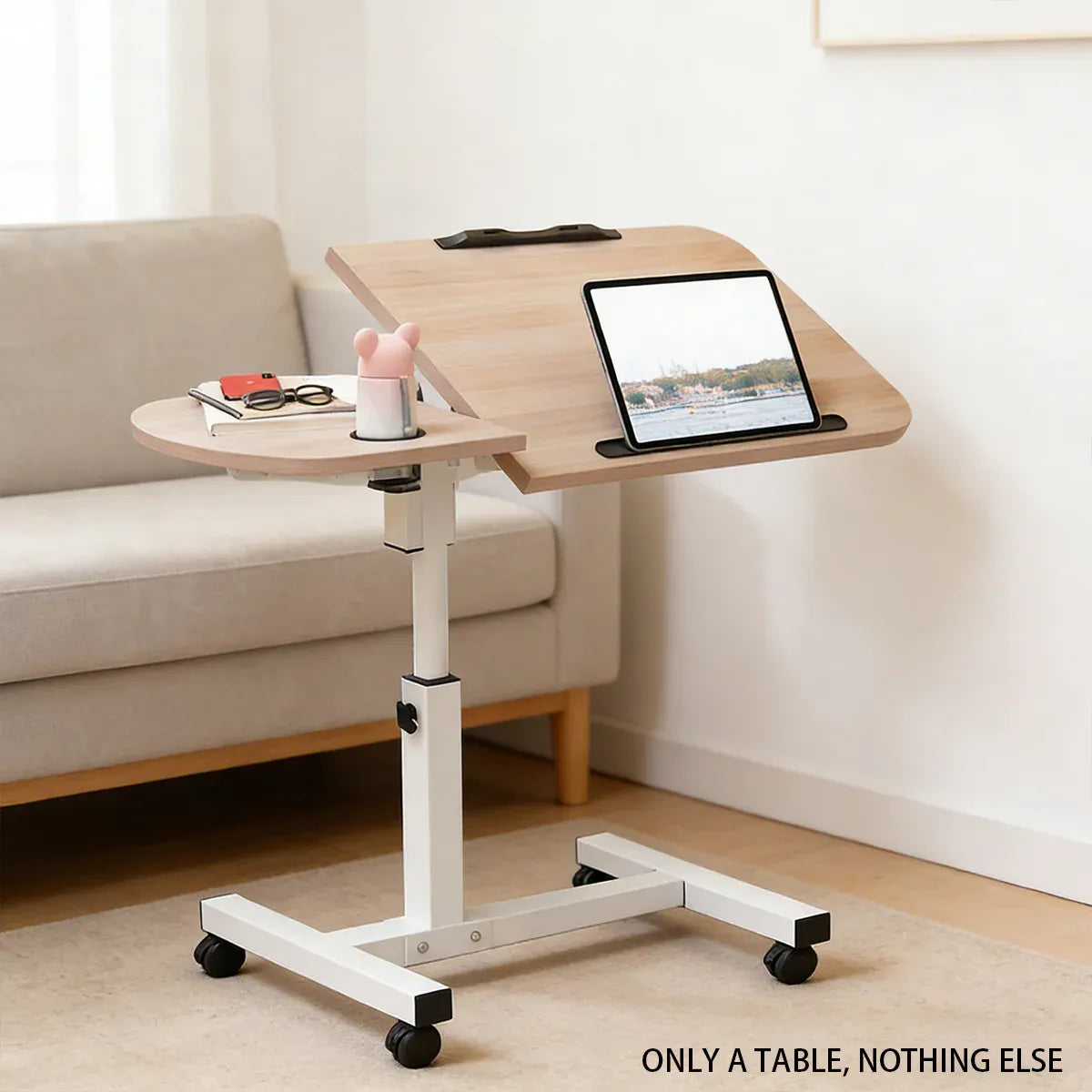 Portable Adjustable Height Laptop Desk Stand Mobile Table For Bed Sofa Office - Black