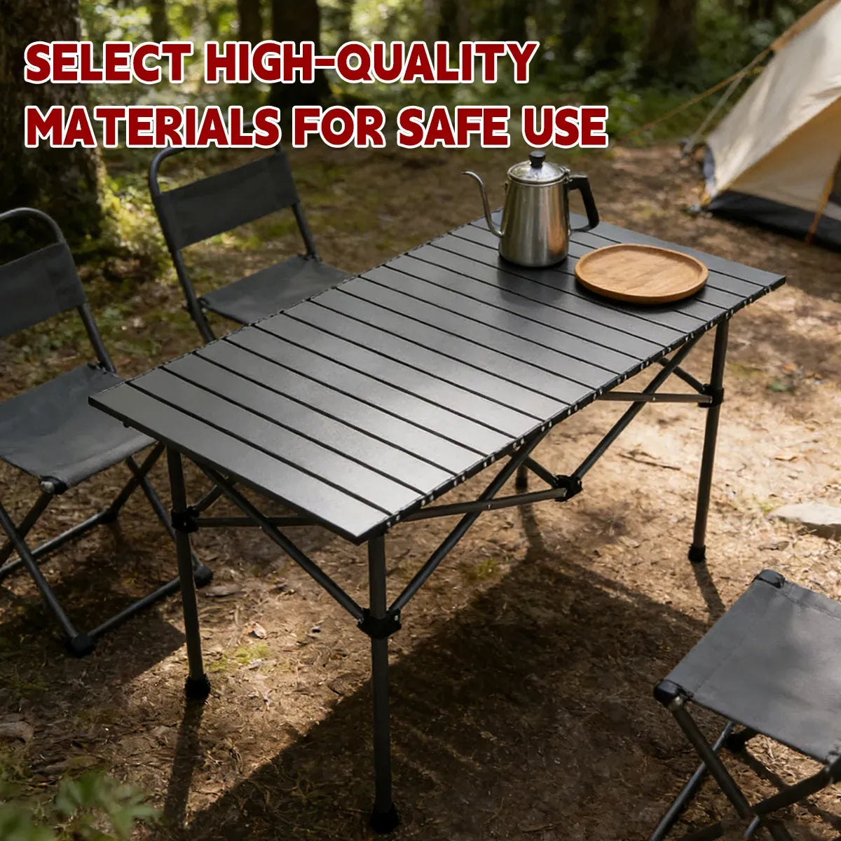 Folding Outdoor Camping Table Portable Aluminium Top Picnic Beach Garden