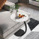 C Shaped Snack Side Table for Sofa Couch Small End Table for Living Room Bedroom - Black-Black