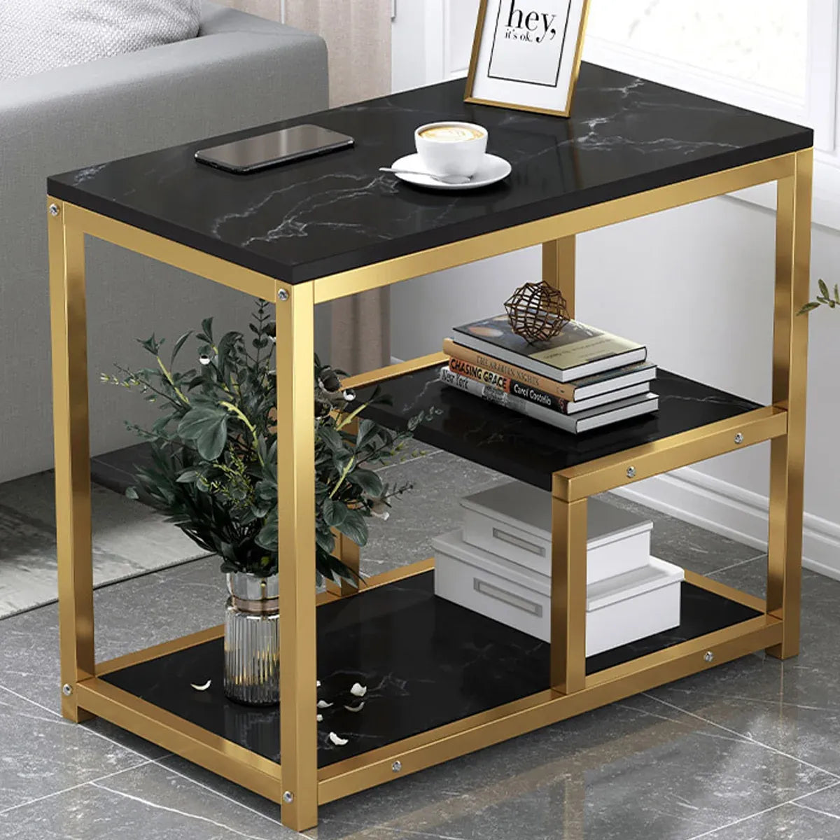 Marble Coffee Table Nesting Tables Sofa Side Bed End Table For Living Room