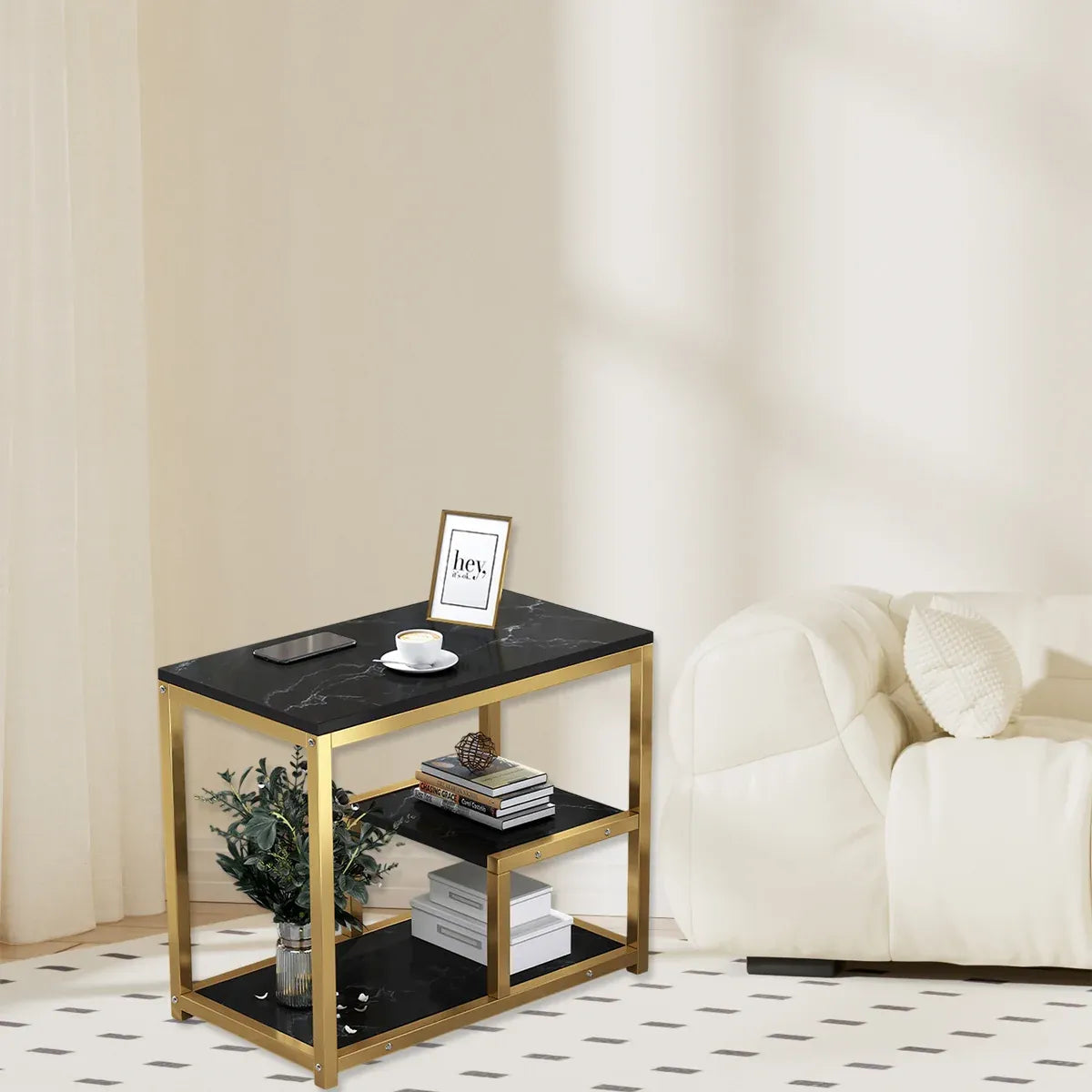Marble Coffee Table Nesting Tables Sofa Side Bed End Table For Living Room