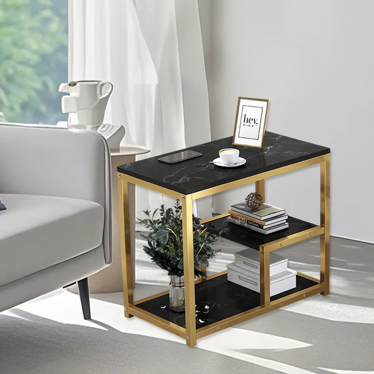 Marble Coffee Table Nesting Tables Sofa Side Bed End Table For Living Room