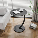 C Shaped Snack Side Table for Sofa Couch Small End Table for Living Room Bedroom - Black-White