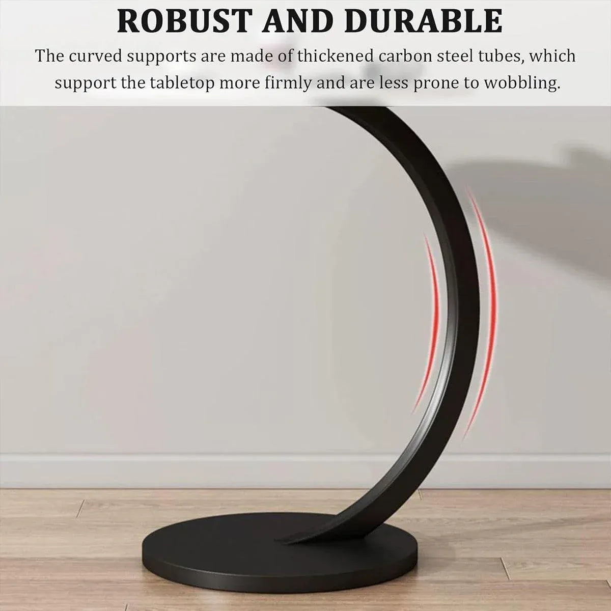 C Shaped Snack Side Table for Sofa Couch Small End Table for Living Room Bedroom - Brown-Black