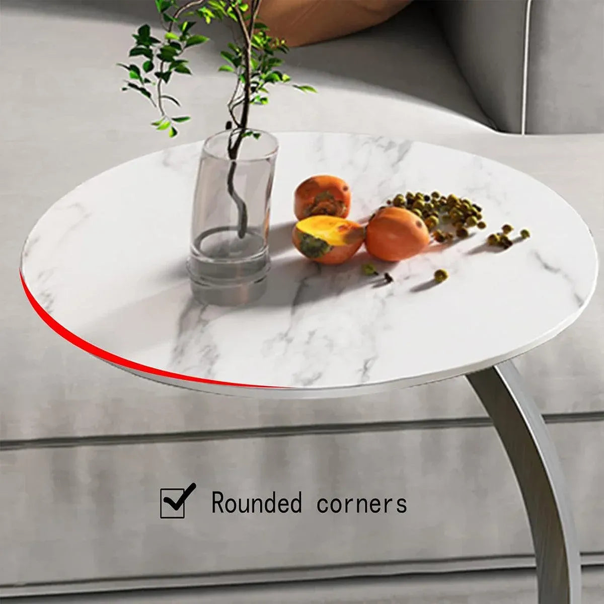 C Shaped Snack Side Table for Sofa Couch Small End Table for Living Room Bedroom - Brown-Black