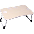 Laptop Bed Table Foldable Lap Standing Desk with Cup Slot for Indoor Picnic Tray - White