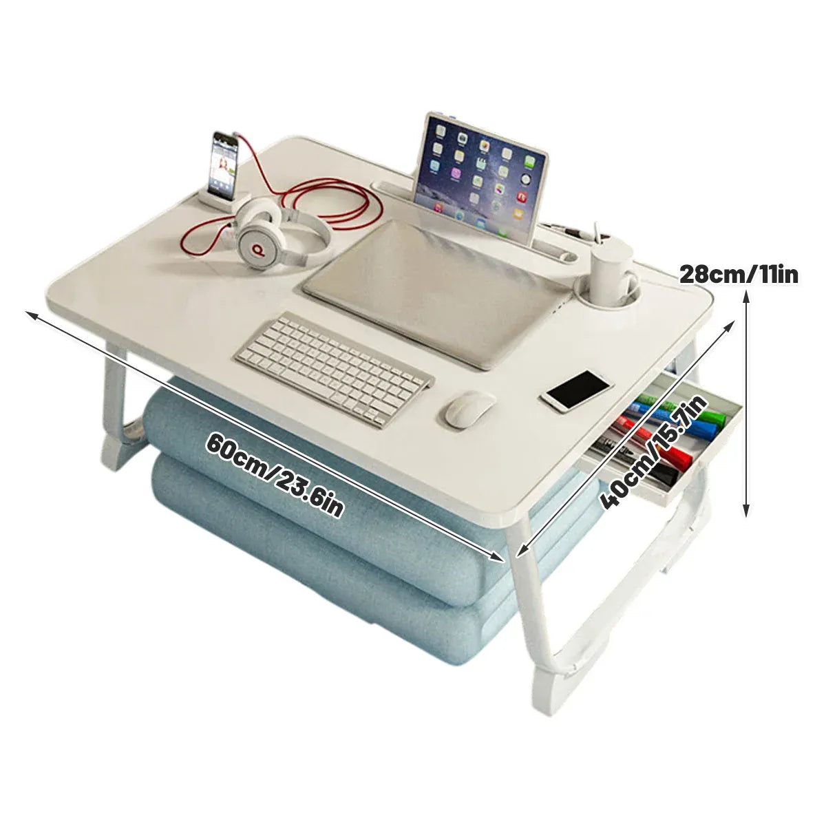 Folding Bed Desk Floor Computer Small Table Portable Adjustable Sturdy Durable