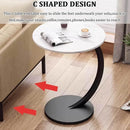C Shaped Snack Side Table for Sofa Couch Small End Table for Living Room Bedroom - White-Black