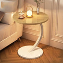C Shaped Snack Side Table for Sofa Couch Small End Table for Living Room Bedroom - White-Black