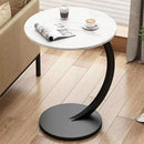 C Shaped Snack Side Table for Sofa Couch Small End Table for Living Room Bedroom - White-Black
