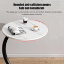 C Shaped Snack Side Table for Sofa Couch Small End Table for Living Room Bedroom - White-White