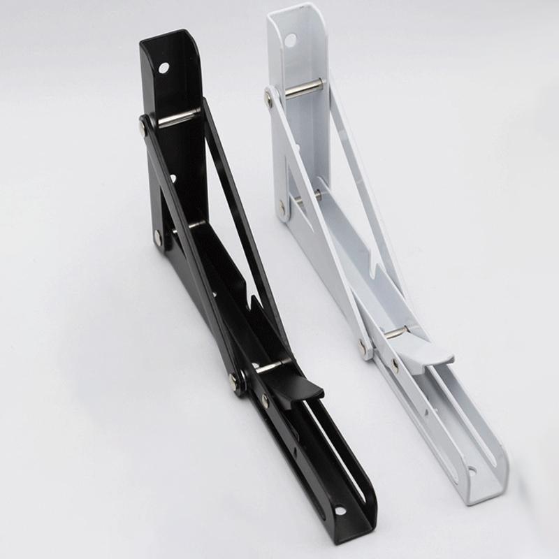 Traderight Table Bracket Folding Stainless Steel 150KG Wall Shelf Bench 2PCS - Black 20in