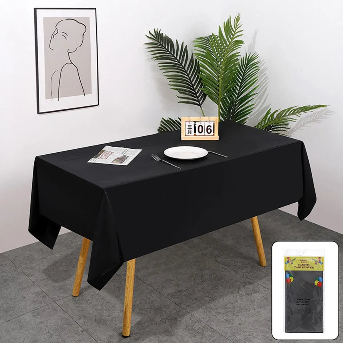 10pcs PEVA Rectangle Tablecloths Solid Colour Waterproof Party Table Covers - White