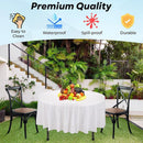 10pcs Round Tablecloth Solid Color Waterproof PEVA Table Cover 213cm Diameter - White
