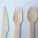 Degradable Wooden Cutlery Set 100pcs Disposable Spoons Forks Knives for Dessert