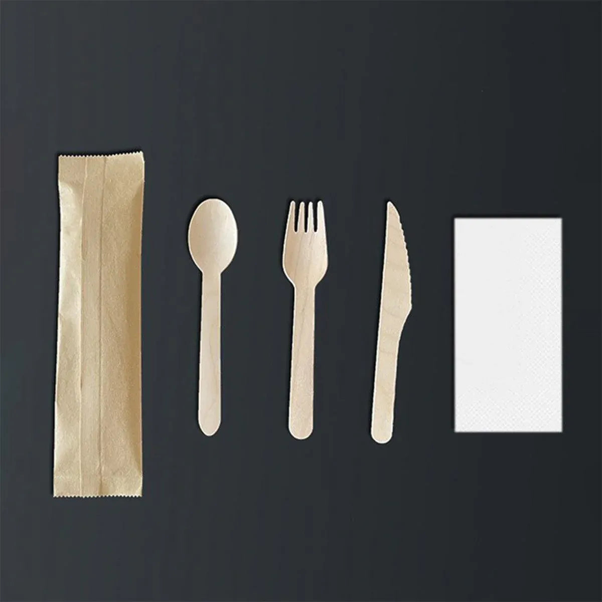 Degradable Wooden Cutlery Set 100pcs Disposable Spoons Forks Knives for Dessert