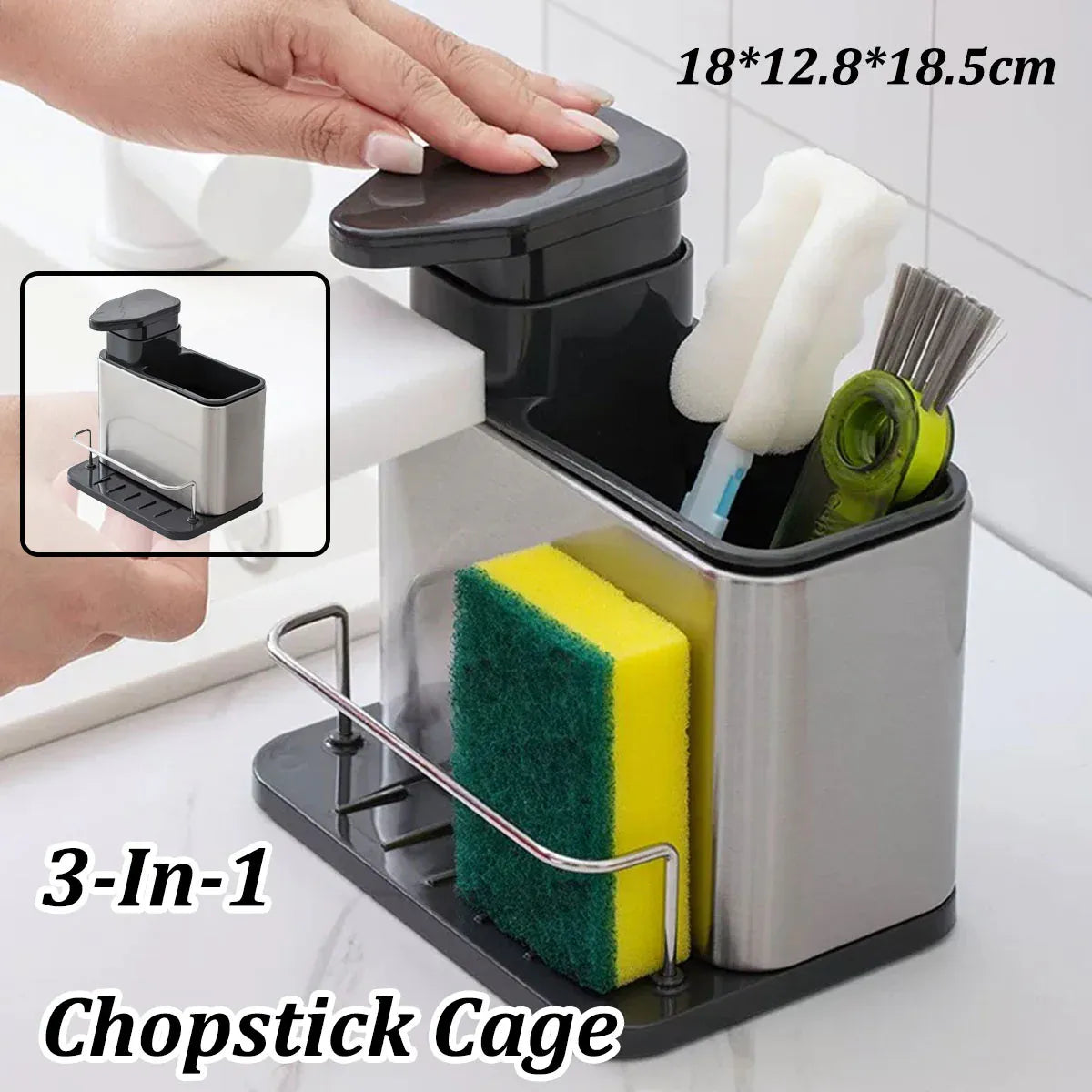 Stainless Steel Multi Function Chopstick Holder Kitchen Utensil Organizer Rack
