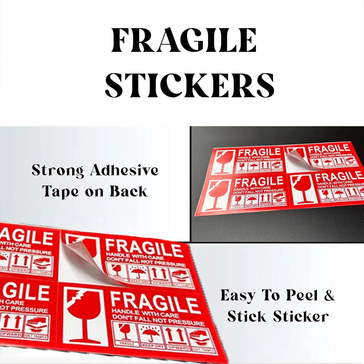 Fragile Warning Self Adhesive Sticker For Express Shipping Courier Alert Use - 9×5cm