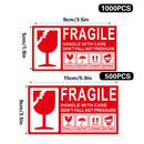 Fragile Warning Self Adhesive Sticker For Express Shipping Courier Alert Use - 15×9cm