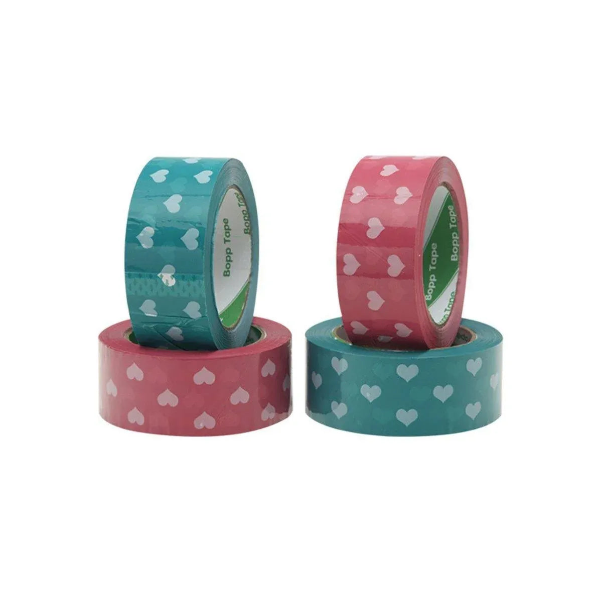 5pcs Cute Personality Packing Sealing Tape Adhesive Heart Design Colourful Glue - Pink