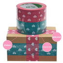 5pcs Cute Personality Packing Sealing Tape Adhesive Heart Design Colourful Glue - Pink