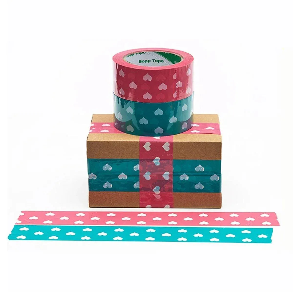 5pcs Cute Personality Packing Sealing Tape Adhesive Heart Design Colourful Glue - Pink