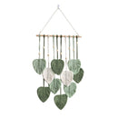 Handmade Braided Cotton Rope Leaves Wall Hanging Home Decoration Ornament - Green
