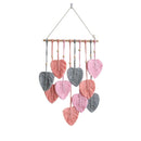 Handmade Braided Cotton Rope Leaves Wall Hanging Home Decoration Ornament - Pink