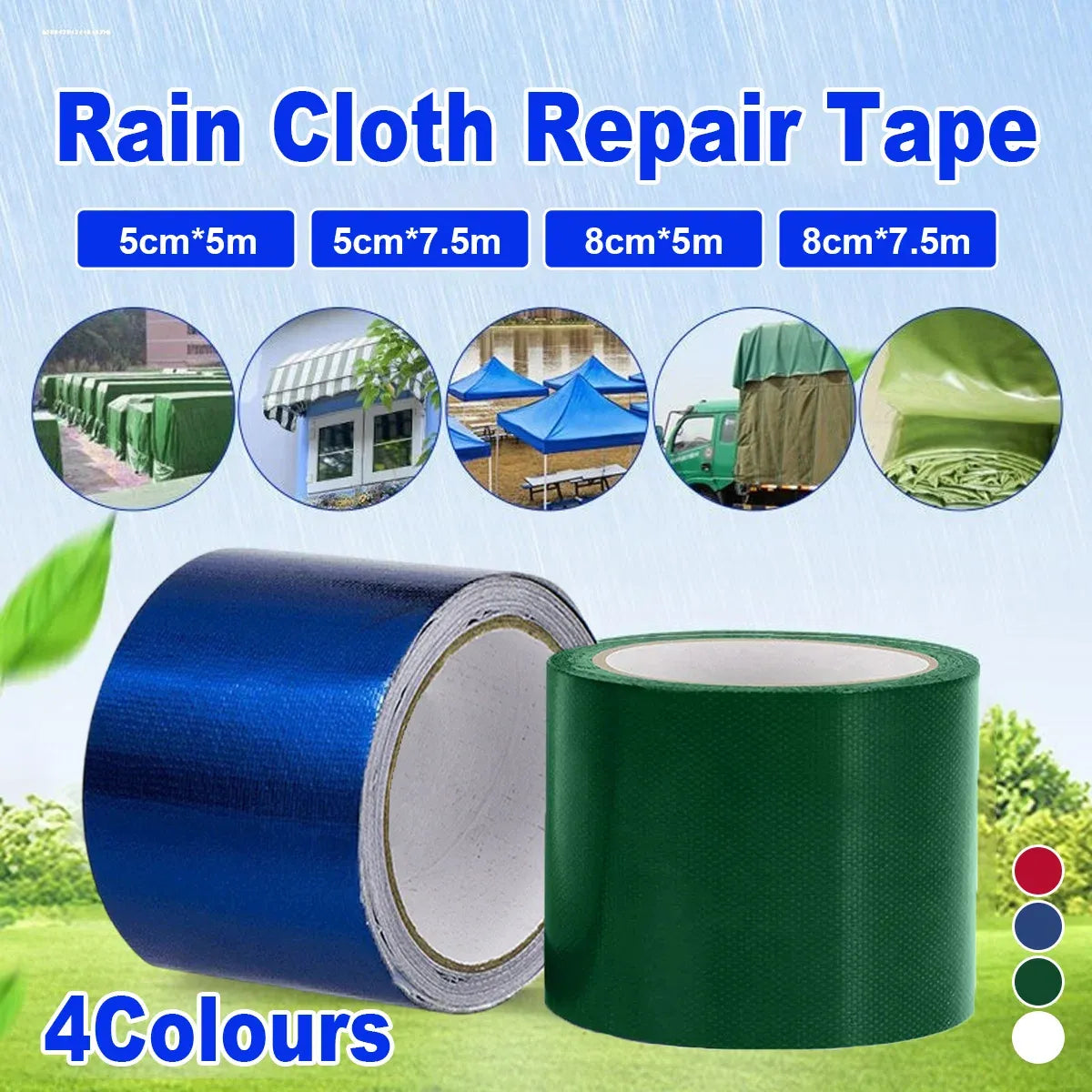 High Adhesive Tarpaulin Repair Tape Tent Awning Fix Patch Waterproof Universal - White - 8cm x 7.5m