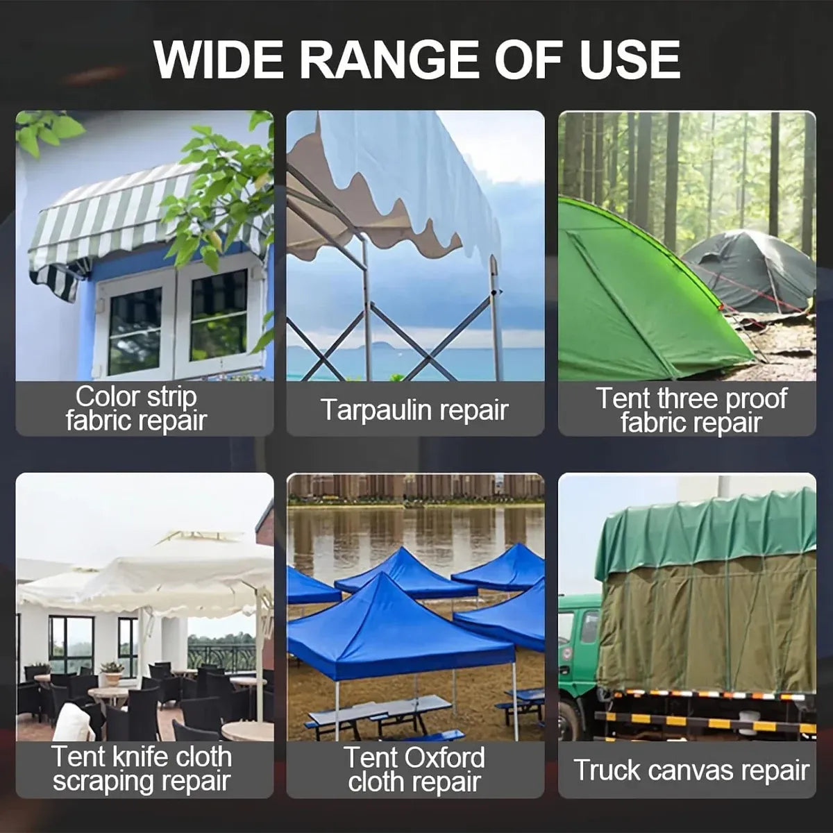 High Adhesive Tarpaulin Repair Tape Tent Awning Fix Patch Waterproof Universal - White - 8cm x 7.5m