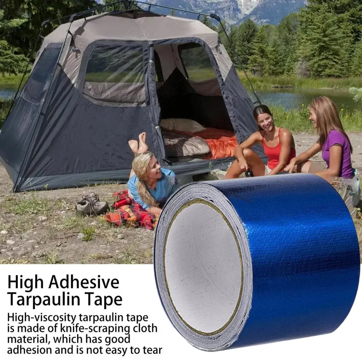 High Adhesive Tarpaulin Repair Tape Tent Awning Fix Patch Waterproof Universal - White - 8cm x 7.5m
