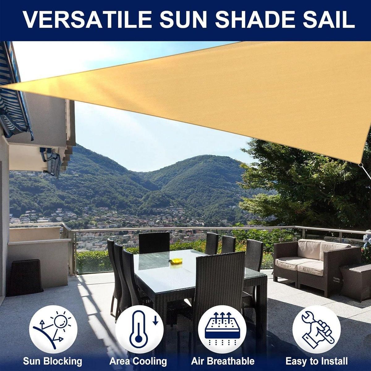 Outdoor Breathable Shade Sail Canopy Triangle Square Patio Garden Sun Shade - 2*4m（Rectangular）